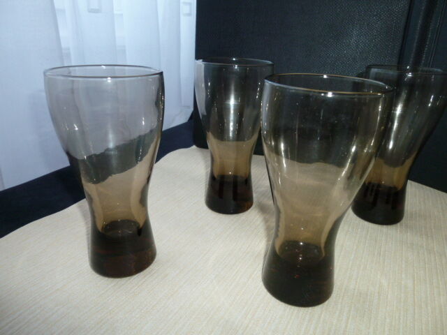 Set de 6 verres de table forme scandinave brun fumé