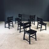 Brutalist dining chairs by Dittmann for Awa Radbound, Netherlands, 1970s, set of 6.