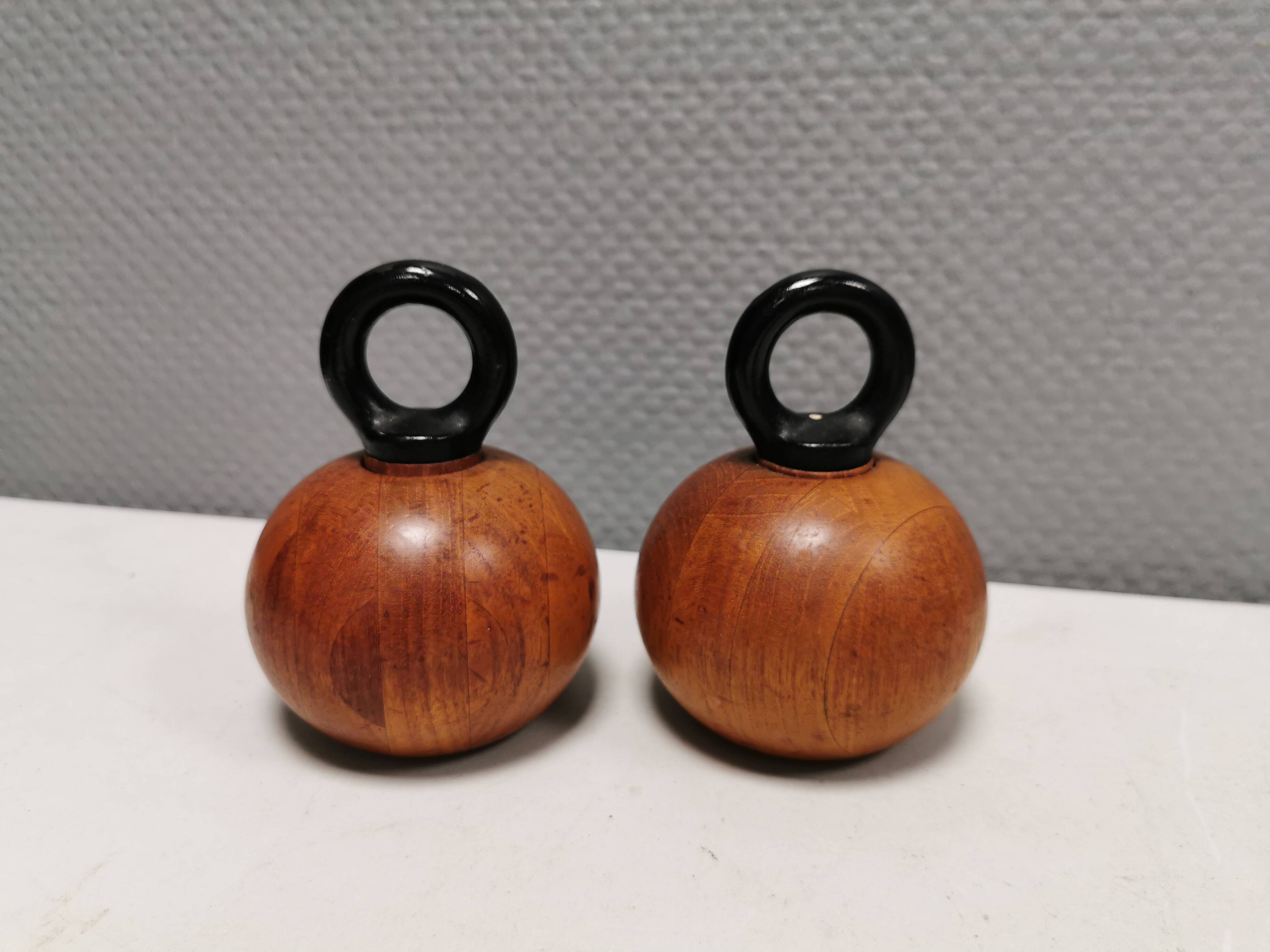 Pepper and salt grinders designed by nissen denmark in teak