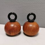 Pepper and salt grinders designed by nissen denmark in teak