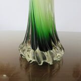 Vase soliflore arum en verre de Murano jaune et vert années 60 70