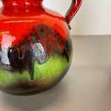 Set of Two Pottery Fat Lava Vases "Multi-Color" by Scheurich, Germany, 1970s