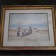 Old painting from the 1920s depicting a seaside scene