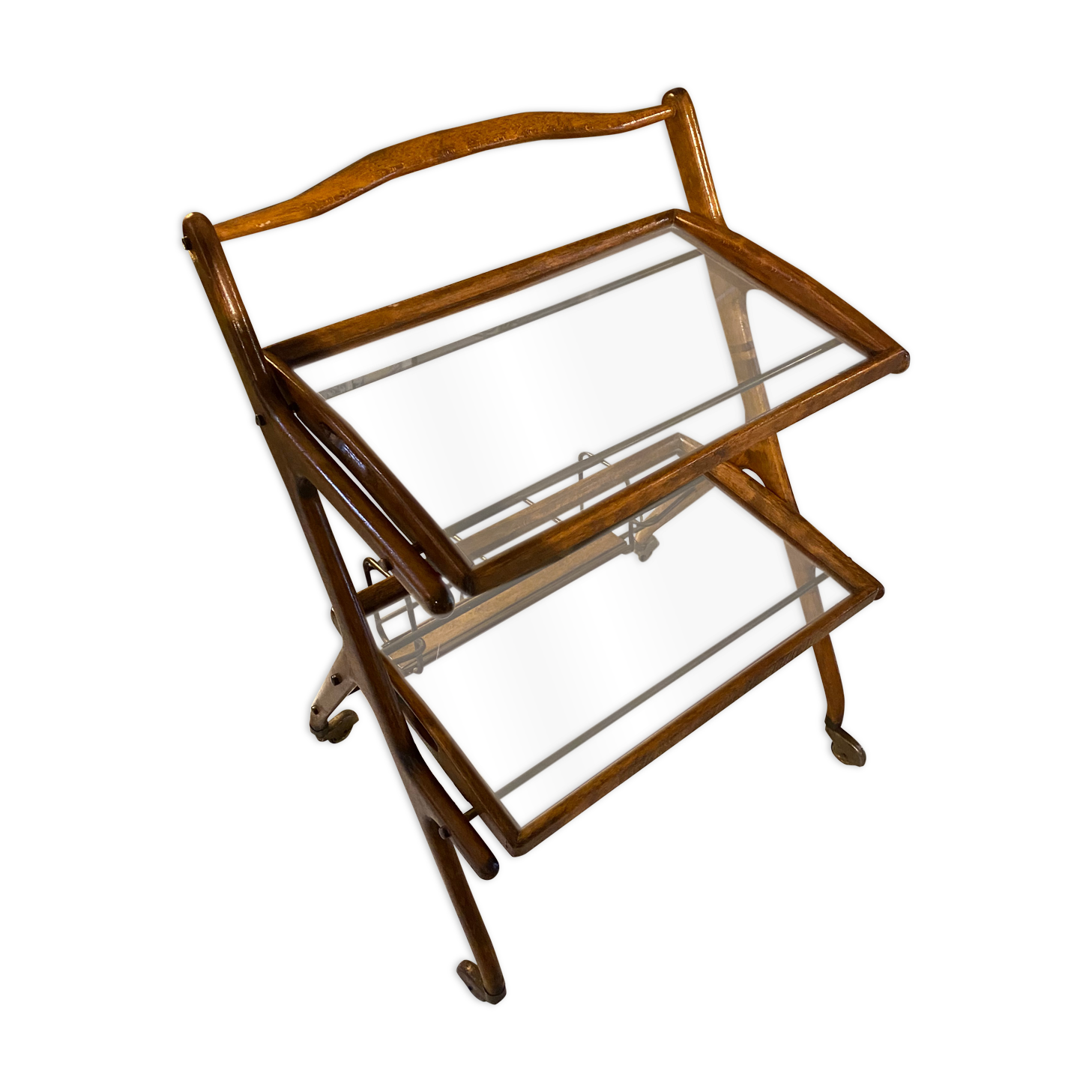 Wooden and glass serving table