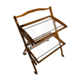 Wooden and glass serving table