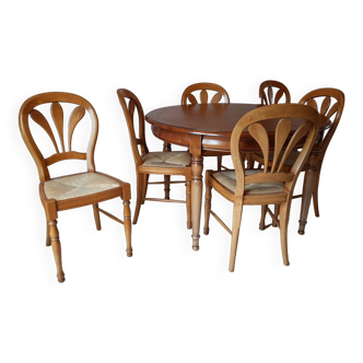 Table merisier massif et ses 6 chaises