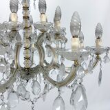 Mid-Century Maria Teresa crystal and brass large chandelier. Italy 1940s