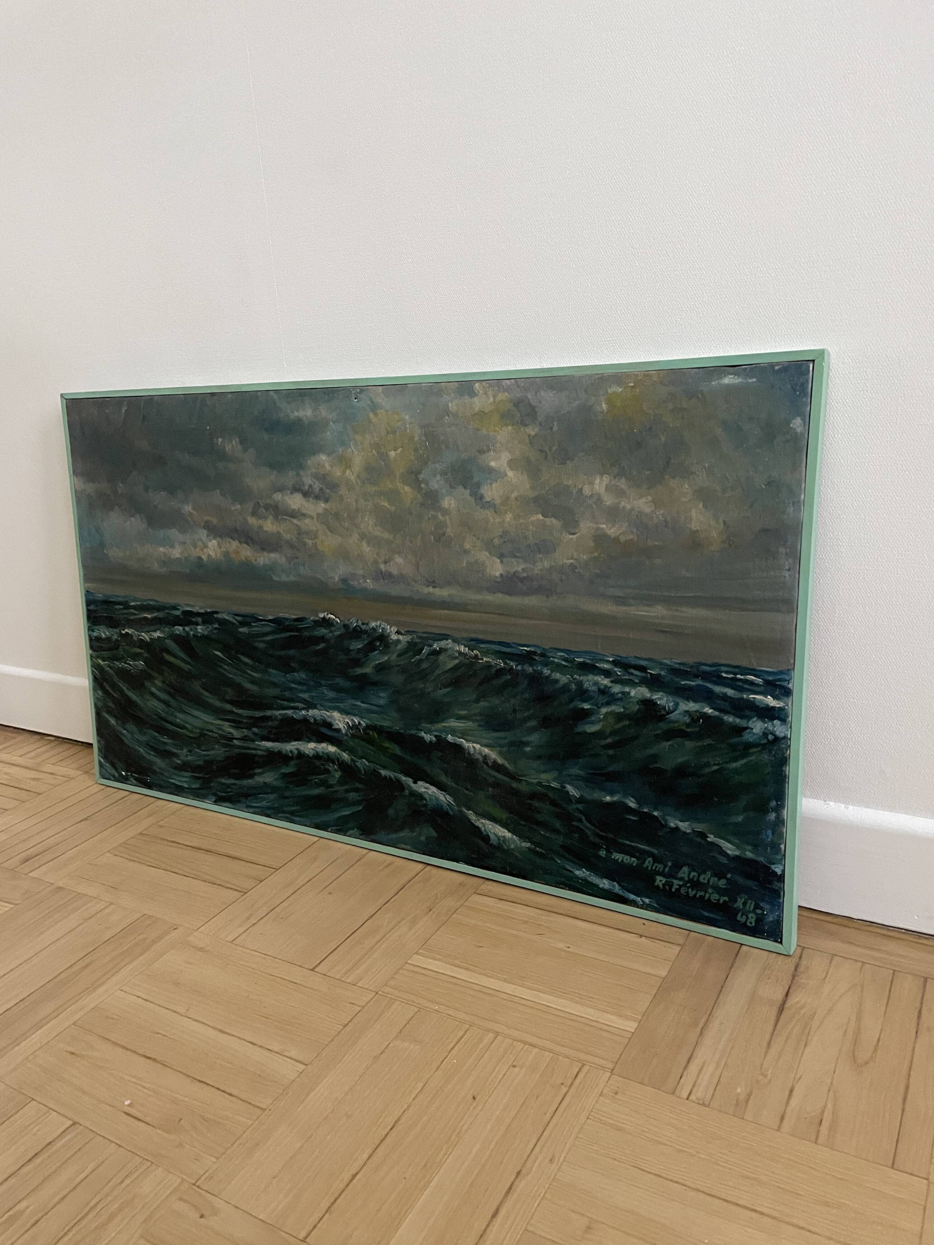 Oil on canvas, Maritime landscape, Old signed painting