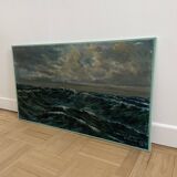 Oil on canvas, Maritime landscape, Old signed painting