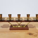Vintage candle holder Echt Teakholz / teak and brass, 1960s.