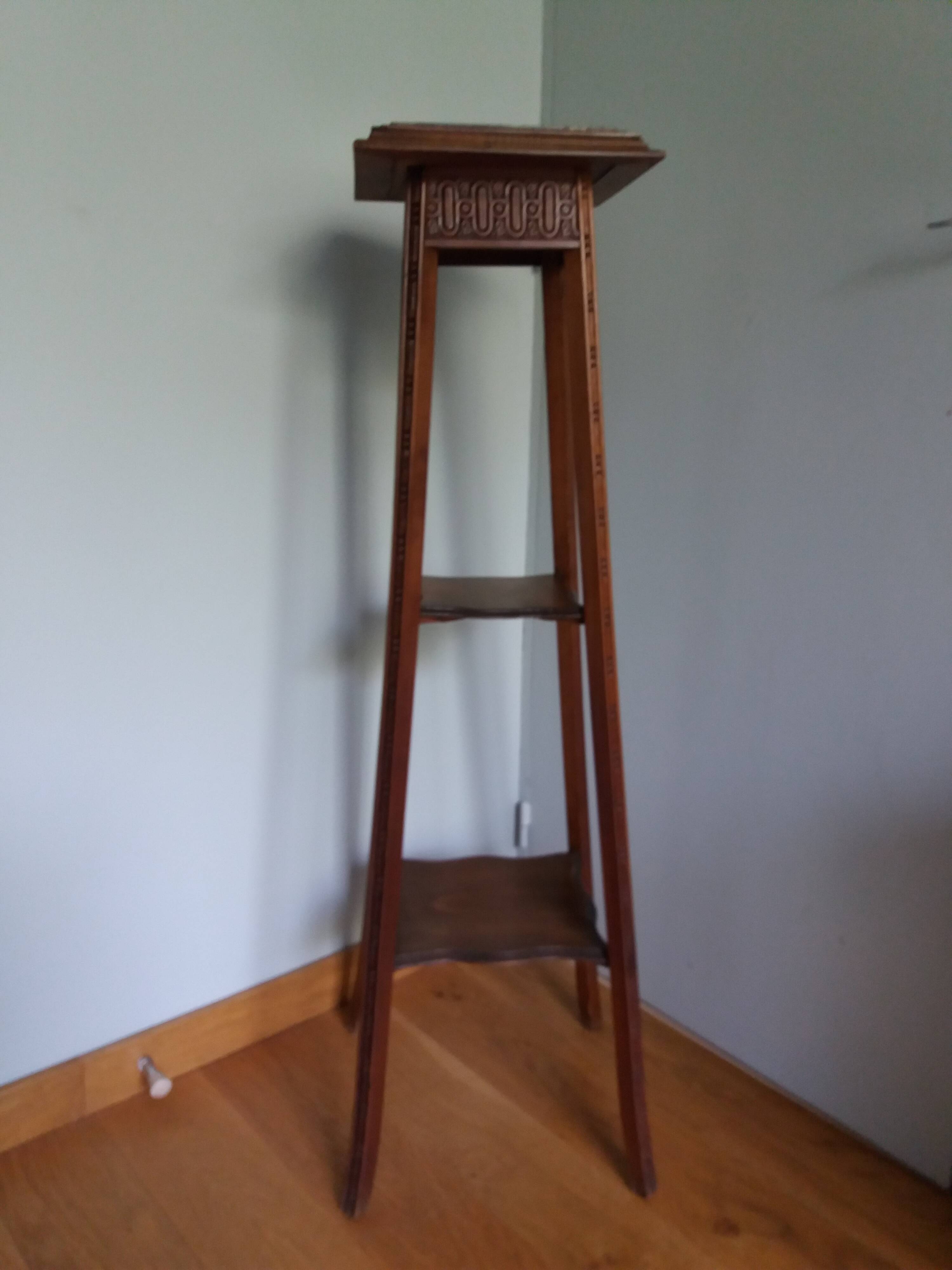 Wooden and marble stool