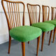 Set of 6 wooden chairs with boucle upholstery, French design by Charles Ramos.