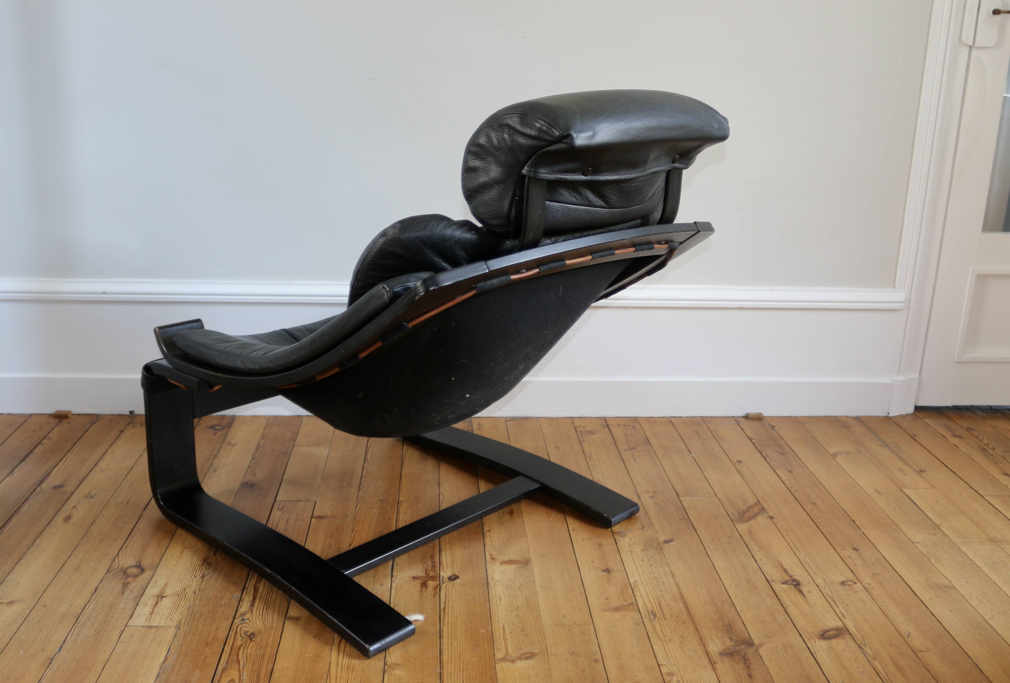 Fauteuil et ottoman Roche Bobois vintage lounge Kroken, Ake Frybiter