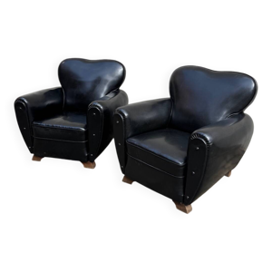 2 fauteuils art déco - cuir skai