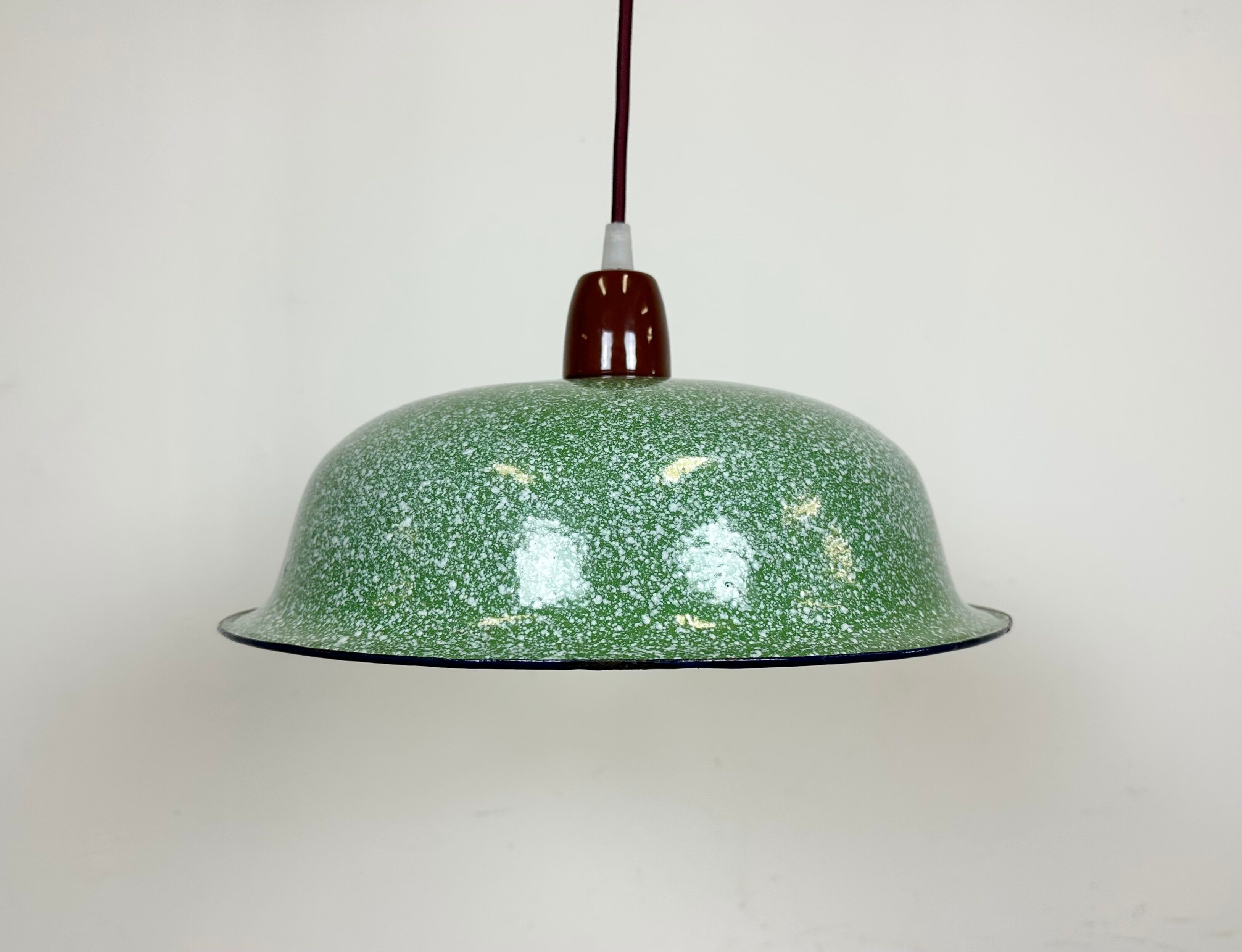 Industrial Factory Green Enamel Ceiling Lamp , 1960s