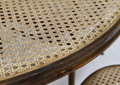 Bistro dining table in bentwood and cane from Alvar Aalto by Thonet
