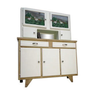 Buffet mado 50s white and brushed oak