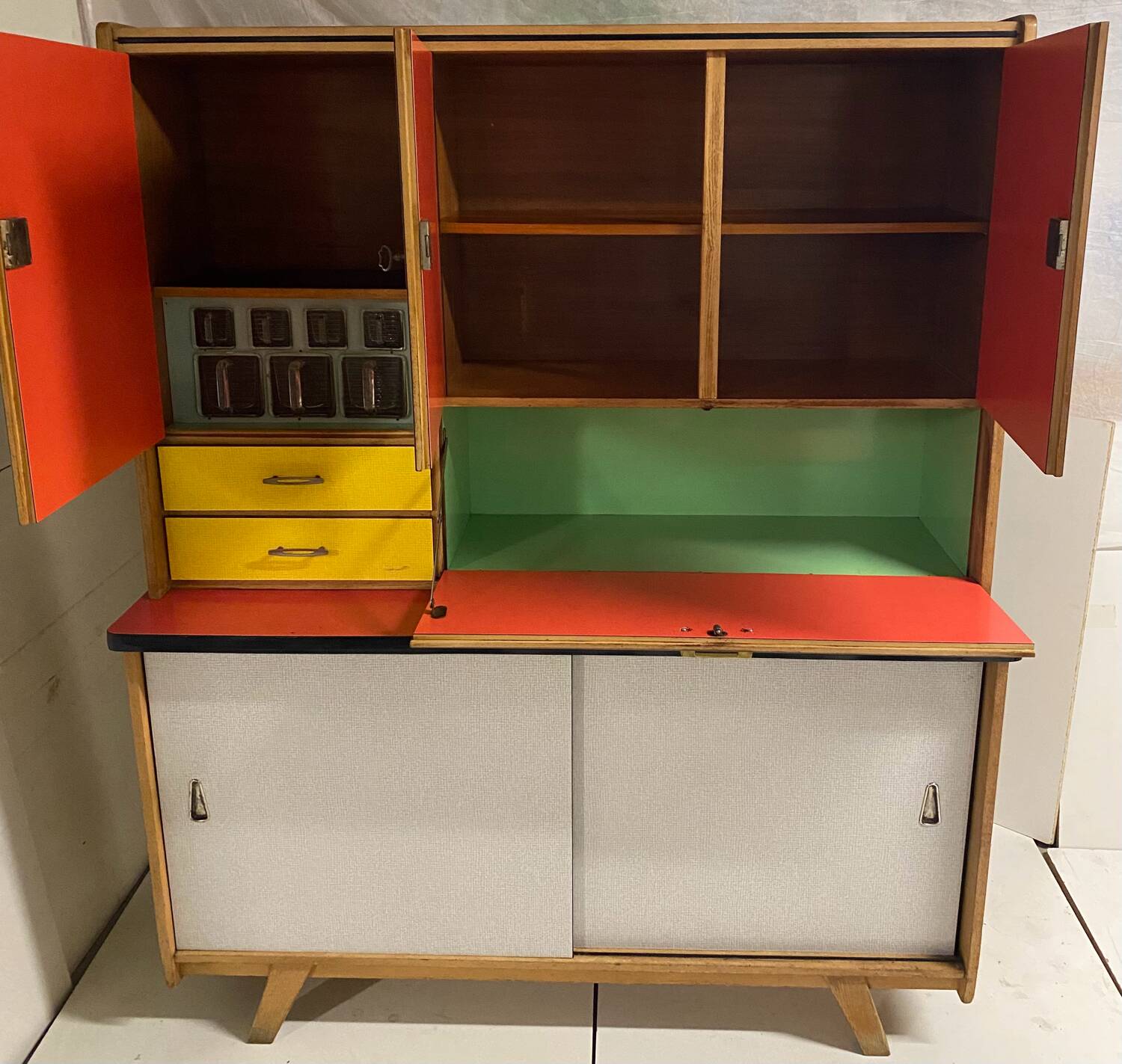 Vintage kitchen buffet with compass legs