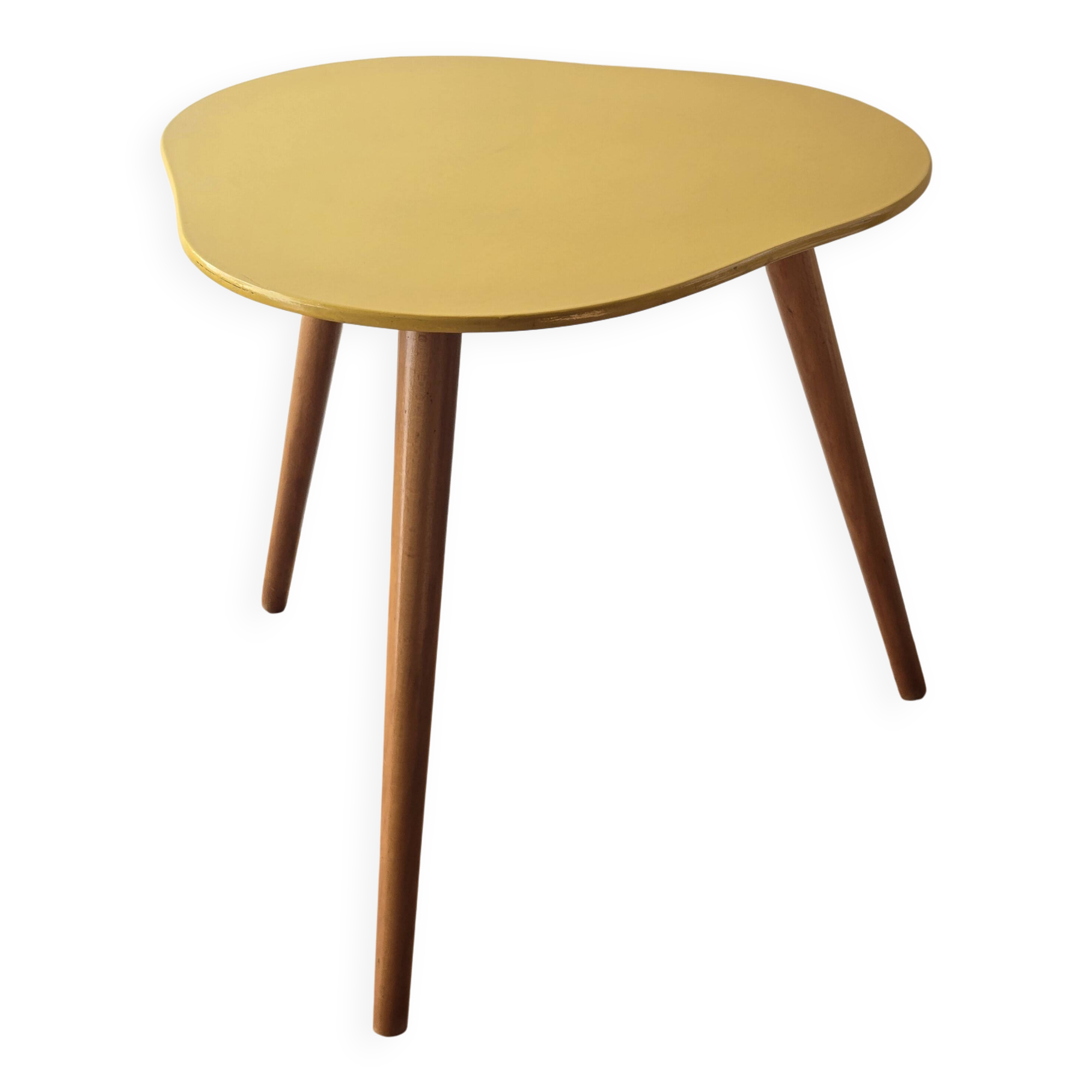 Vintage wooden tripod "bean" coffee table - 1970s design