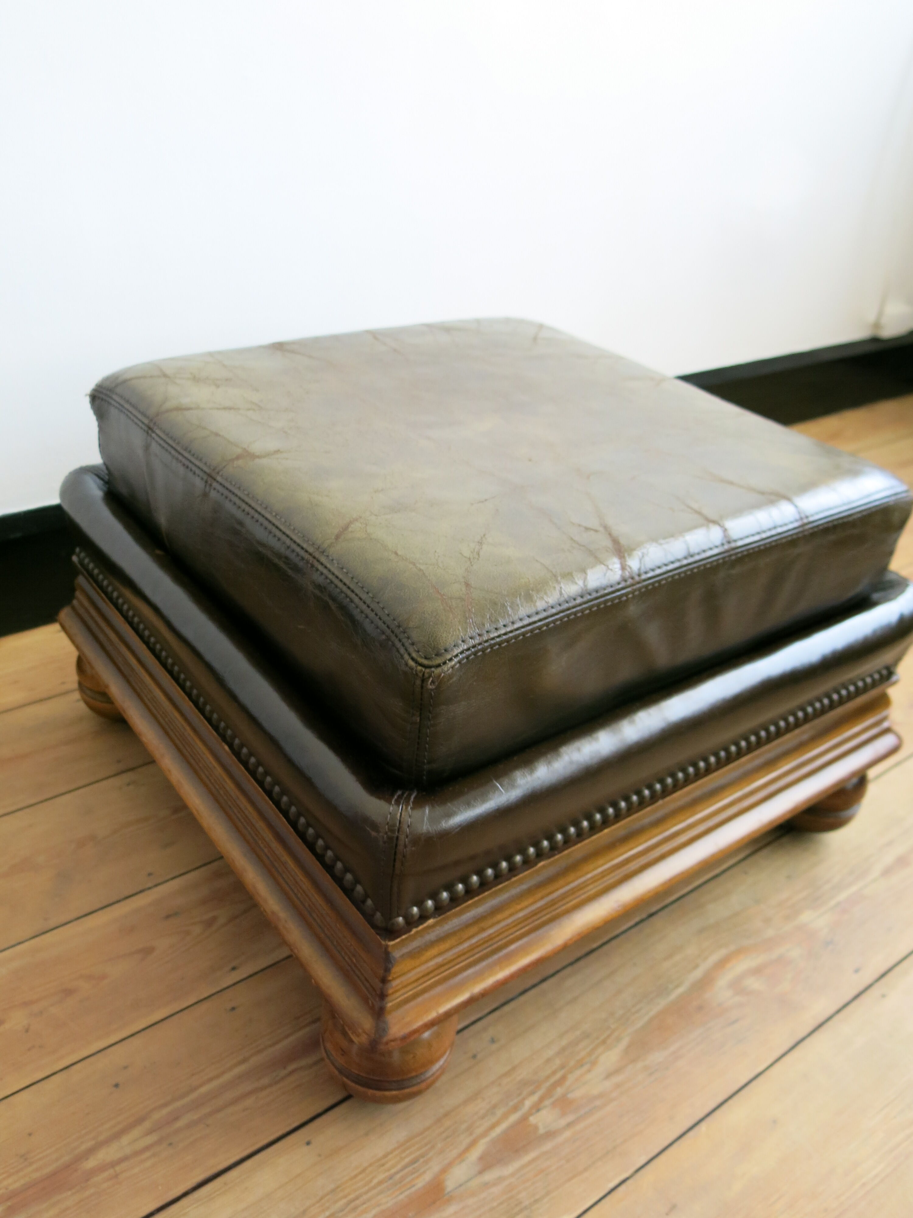 English Chesterfield style leather footrest