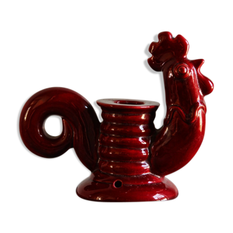 Bougeoir rouge céramique années 50