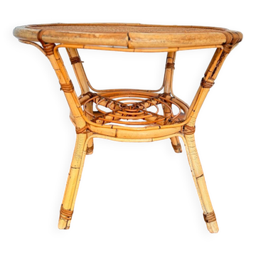 Coffee table / side table in rattan, around 1950.