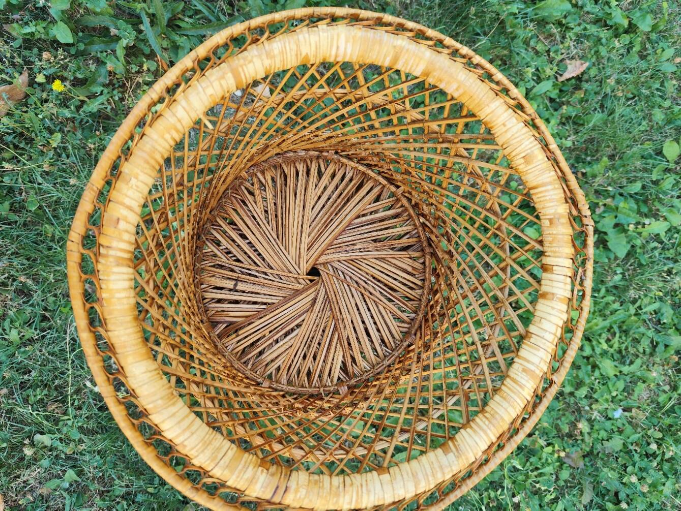 Porte plante rotin vintage