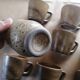 Lot de 9 tasses à café en grès vintage