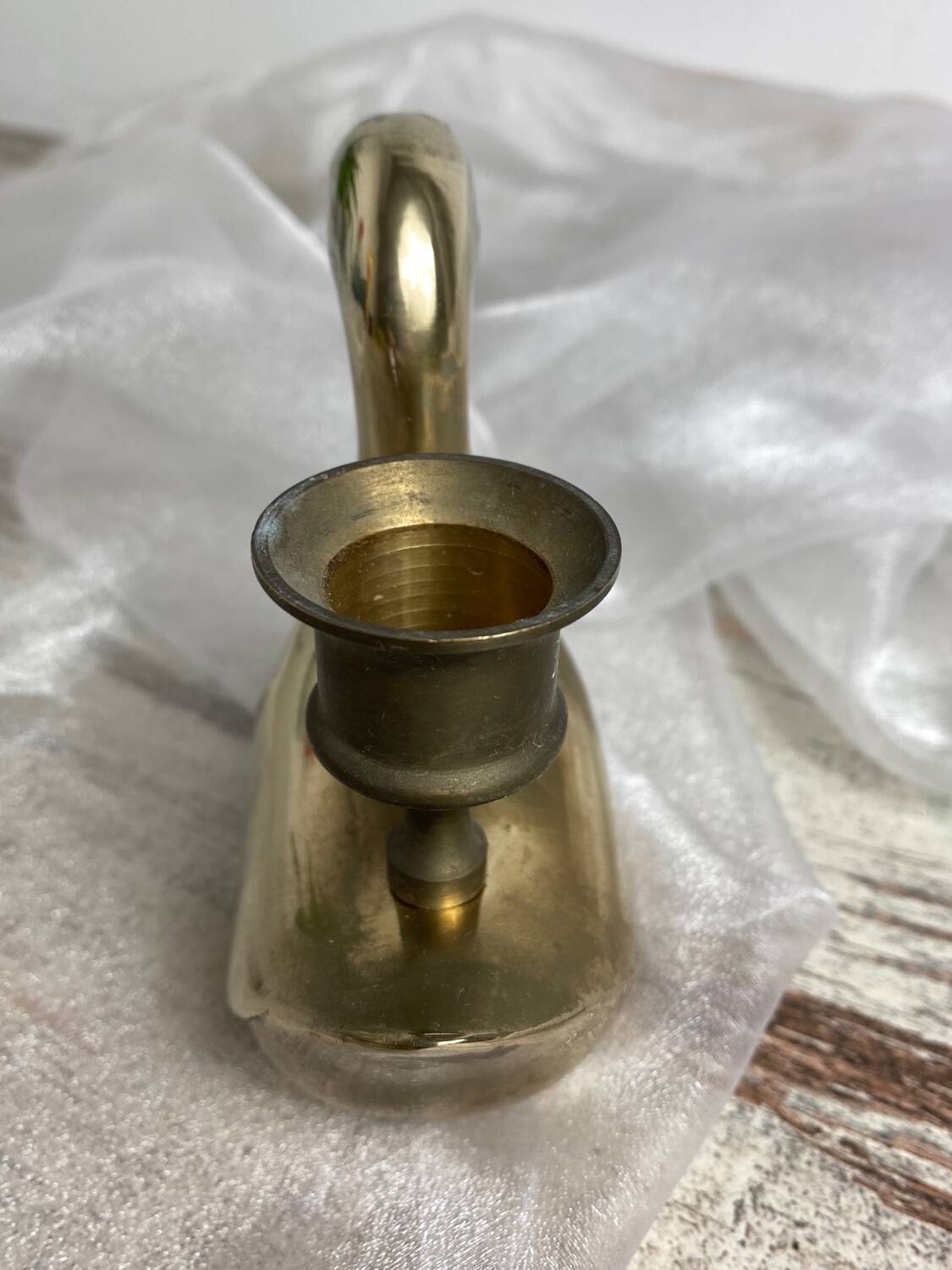 Brass swan-shaped candlestick