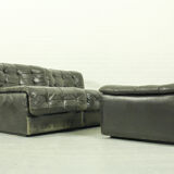 De Sede DS-11 modular lounge set – black leather, 1970s Swiss design