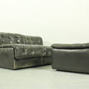 Salon modulaire De Sede DS-11 – cuir noir, design suisse des années 1970