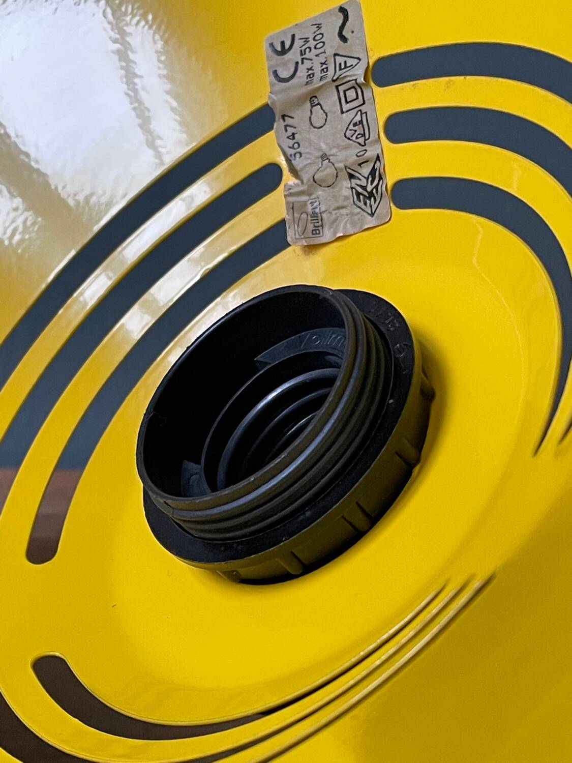 Memphis style yellow pendant light, 1980s