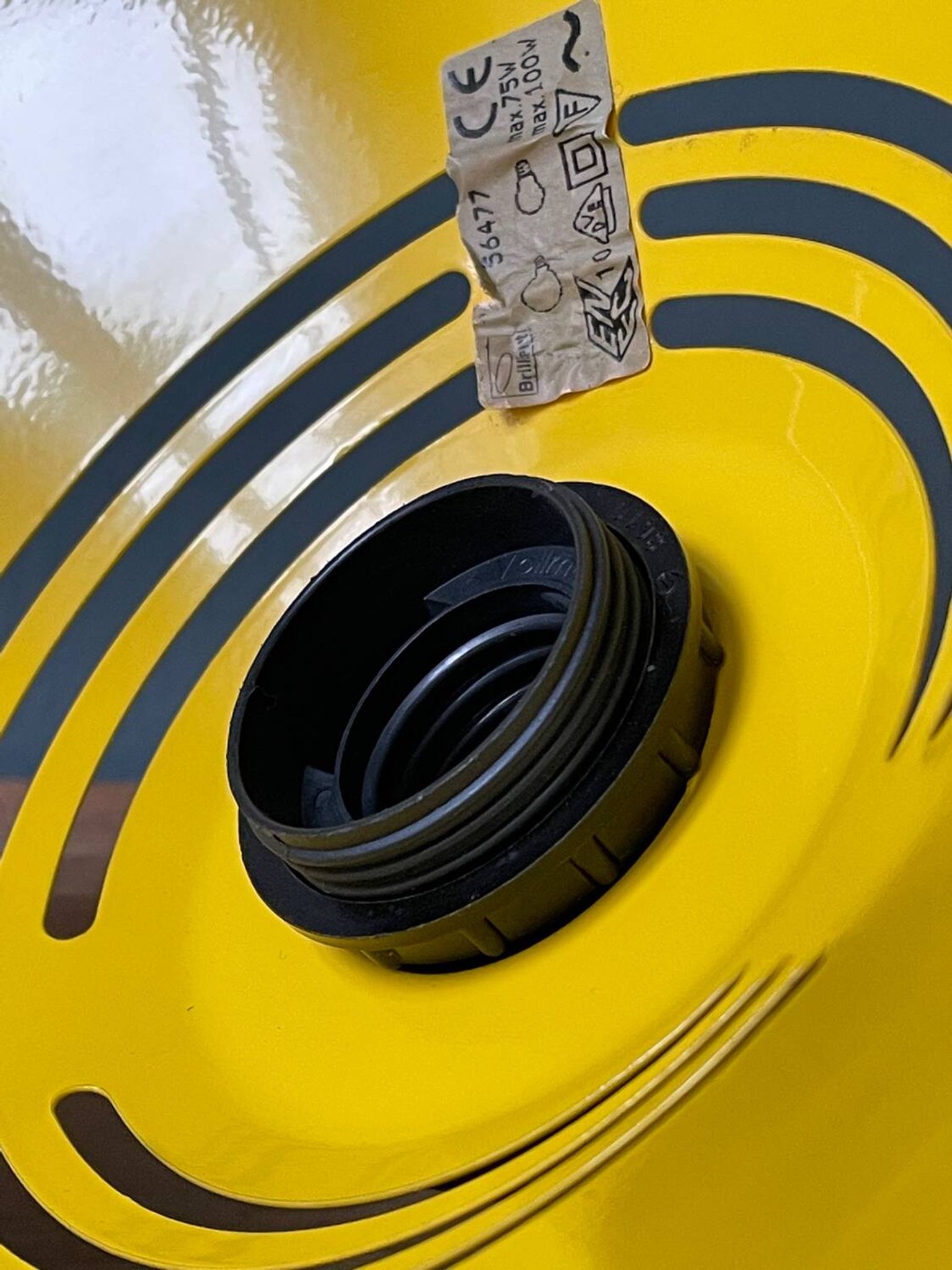 Memphis style yellow pendant light, 1980s