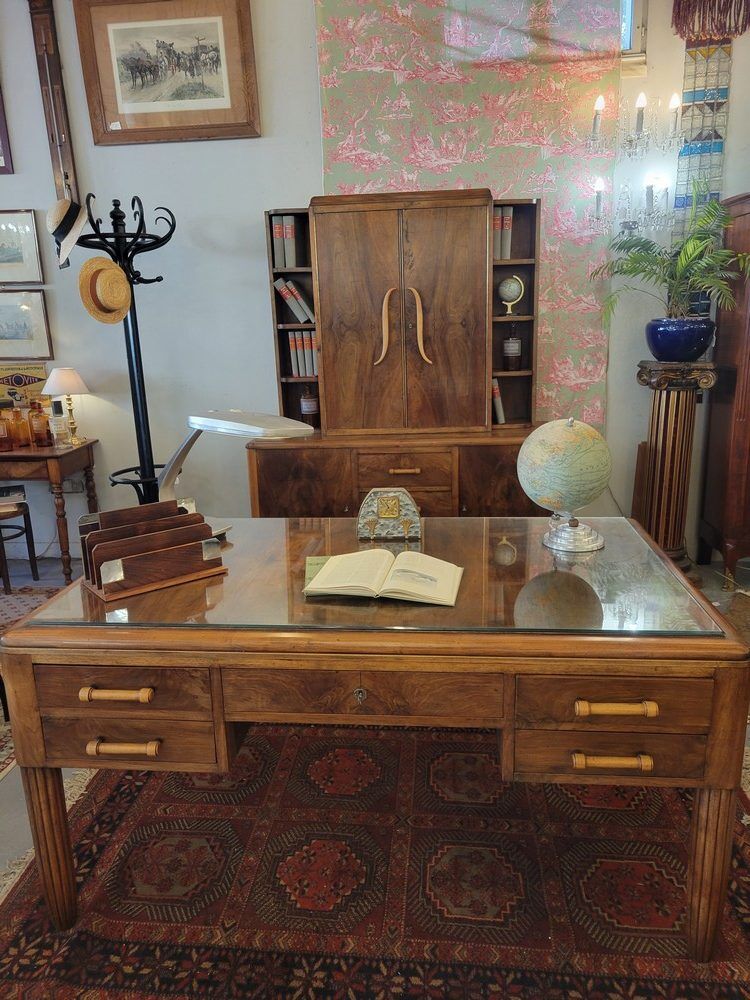 Ensemble bureau et bibliothèque art-déco