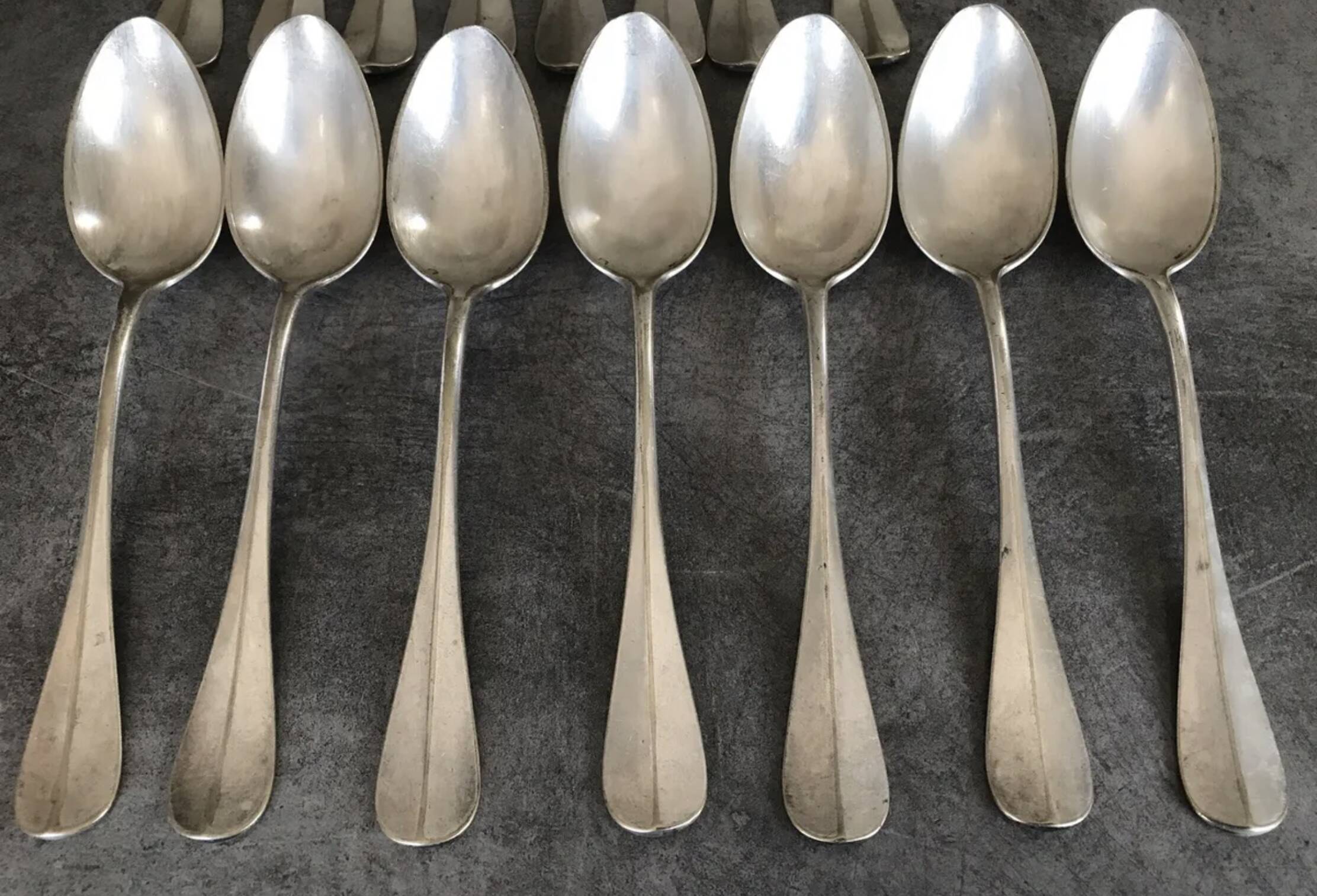 Lot of 15 old cutlery in monogrammed silver metal, christofle goldsmith