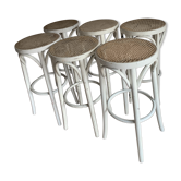 Set of 6 vintage bistro stools cannés white