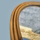Large oval wall mirror in bamboo – bohemian chic style – 1960s–1970s