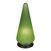 Green frosted glass "cone" lamp, France c. 1990