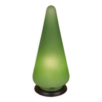Green frosted glass "cone" lamp, France c. 1990