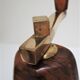 Sculptural pepper mill olive wood and brass vintage design