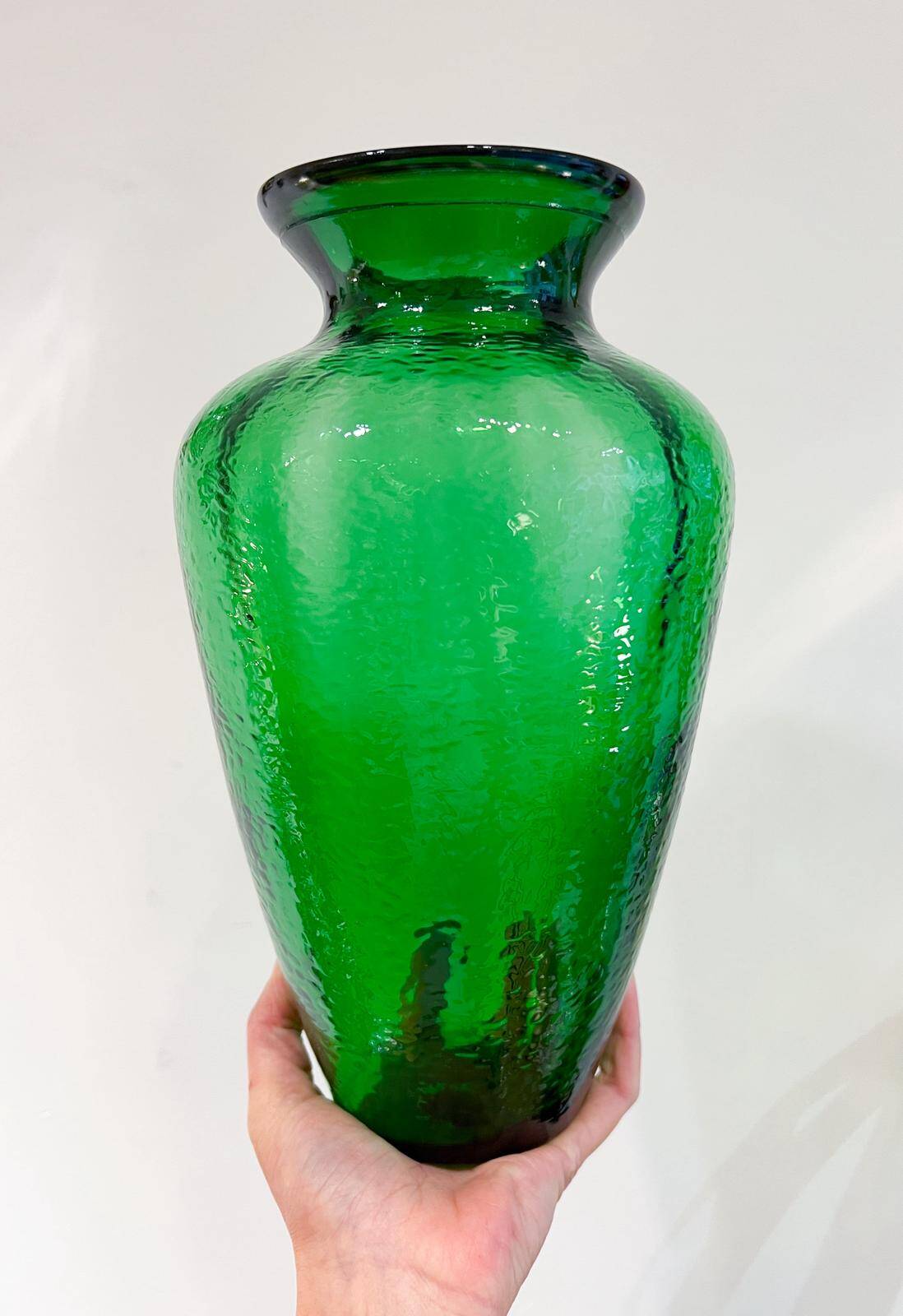 Green glass vase 30 x 17 cm