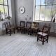 Set of 4 Savoyard pine folk art chairs from the 1950s.