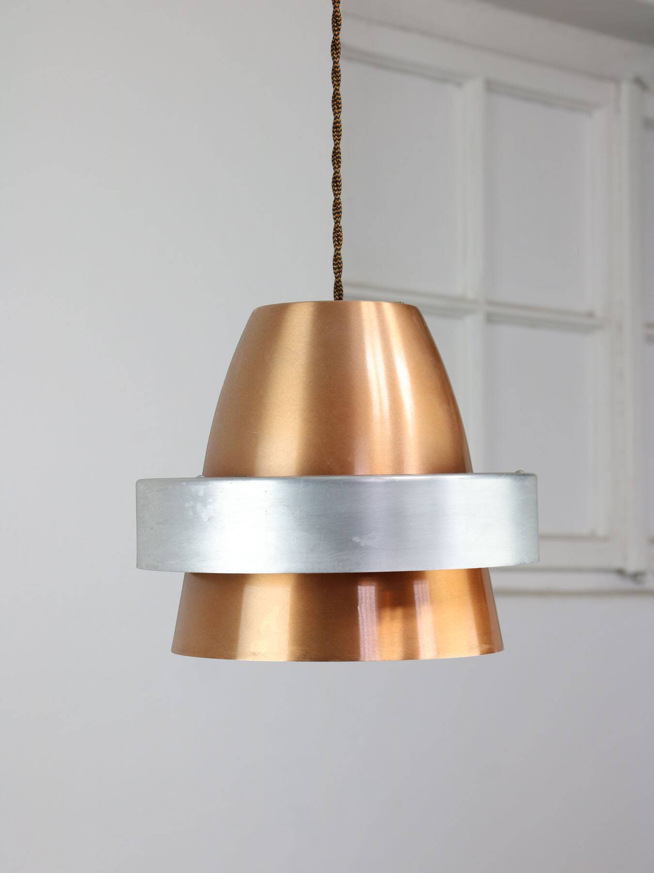 Italian  Aluminum Space Age Pendant Lamp in Copper color, 1970s