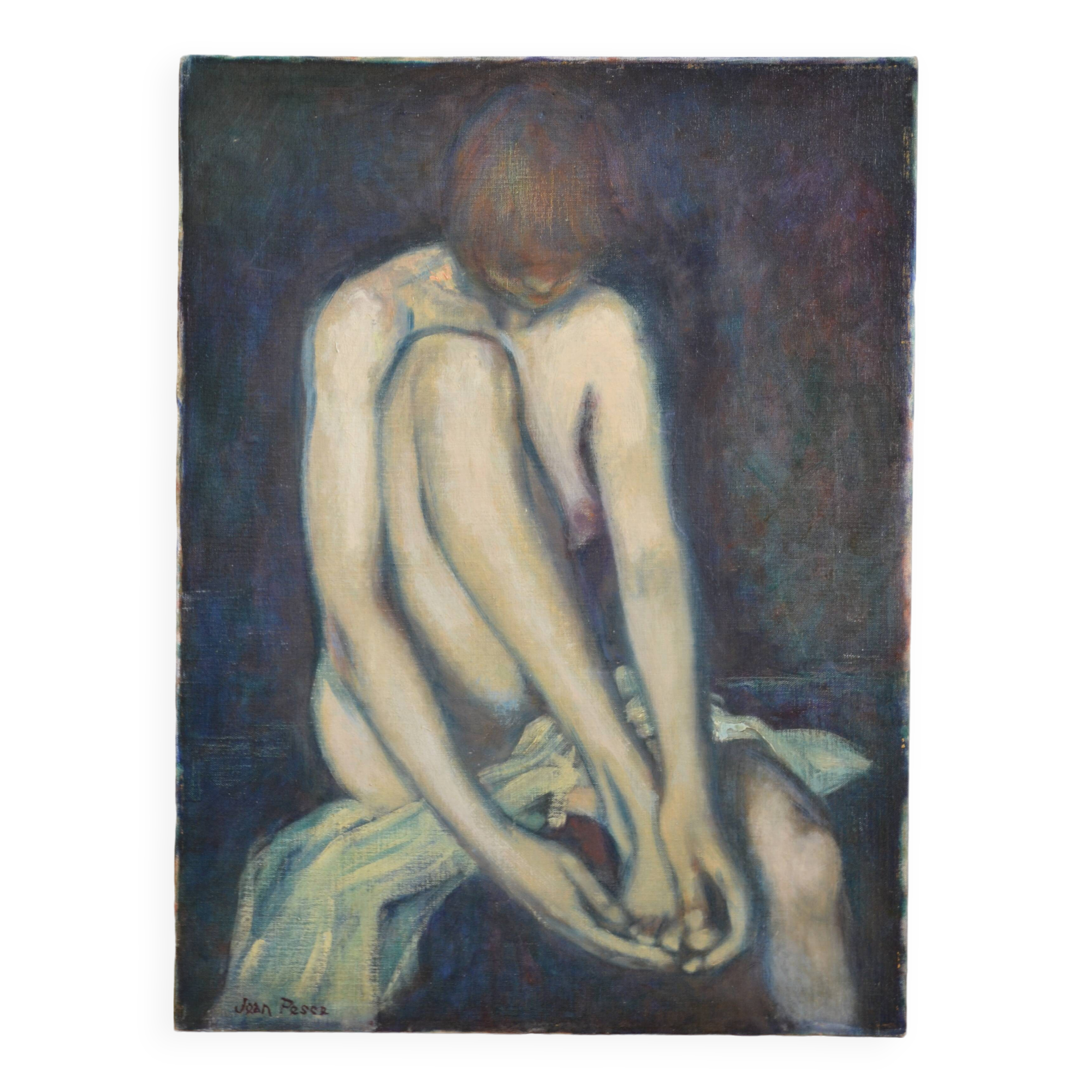 Jean Pesce (1926) painting "nude with bent leg" HSP