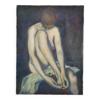 Jean Pesce (1926) painting "nude with bent leg" HSP