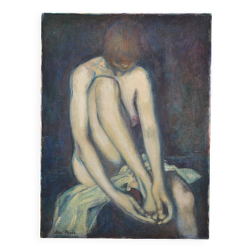 Jean Pesce (1926) painting "nude with bent leg" HSP