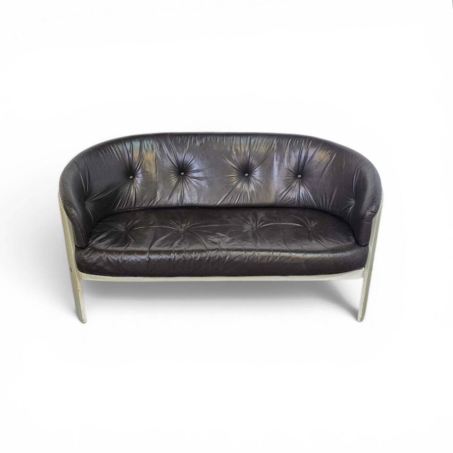 Bz49 sofa by Hans Ell for 't Spectrum / 1970 / dark brown leather