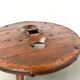Brutalist Circular Coffee Table in Solid Wood – Brazilian Folk Art