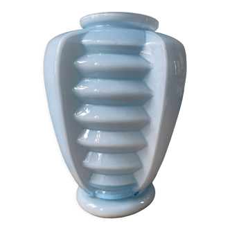 Vase Art Déco 1930 en opaline bleue