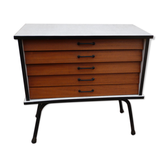 Commode vintage formica 5 tiroirs